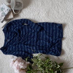 Motherhood Nursing Maternity Blue Striped Shirt.